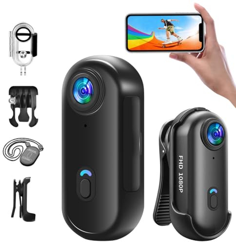 Baobylon Camera Sport,Caméra Corporelle étanche Magnétique,Mini Camera Sport Minicaméra Sportive WiFi,POV Pro Caméra Portable avec Clip Petite-caméra d'action,Caméra Casque pour la Moto et Le Vélo