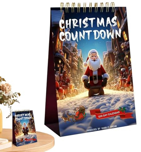 Biniveil Calendrier de l'Avent 2025 | Calendrier de Décompte de Noël 100 Jours 2025,Décoration de Table pour Décembre Salon Chambre Bureau Fenêtre Entrée Bureau