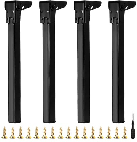BONJUME 4PCS Gambe Da Scrivania In Metallo, 70CM Gambe Da Tavolo Pieghevoli Da Gambe Di Supporto Per Mobili Piedini Per Mobili Con Protezioni Per Il Pavimento Per Letto Mobili Divani Letti Scrivania