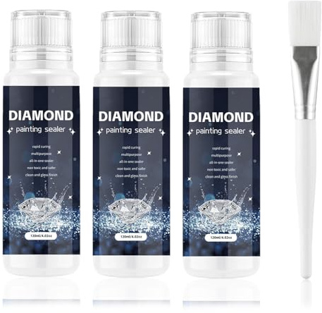 3 x 120ml Colla Diamond Painting,Diamond Painting Sealer con Pennello