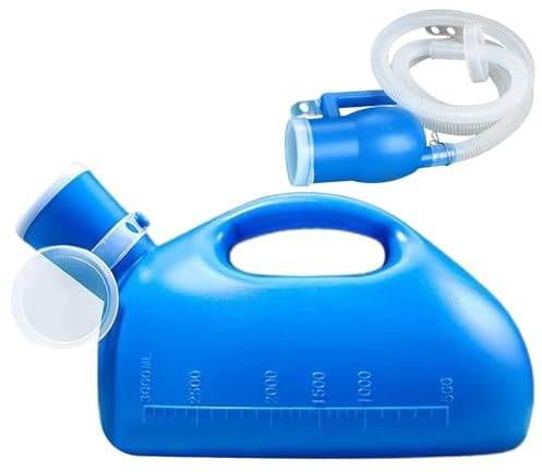 Urinaler för män, bärbar urinoar för män, 3 000 ml spillsäker plast urinflaska med långt avtagbart rör och lock och skala kissflaskor för resor sjukhus bil