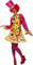 Smiffys Clown Damenkostüm, Mehrfarbig, Reifkleid, Hemd, Fliege, Gestreifte Strumpfhose, Hut