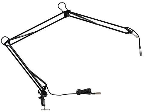 Pronomic Mikrofonarm mit Tischklemme, schwarz (Robuste Ausführung, Armlänge komplett ausgestreckt: 1,50 m, Mikrofonanschluß 5/8, inkl. stabiler Tischklemme, 4,70 m Kabel mit XLR-Steckern)