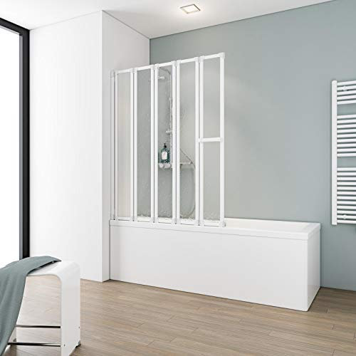 Ihr Wunschmaß Made in Germany, Schulte Duschabtrennung faltbar für Badewanne, einfacher Aufbau, Kunstglas softline hell, alpinweiß, D131599 04 01