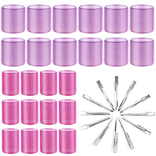 Hair Curlers Rollers, Cludoo 36Pcs Jumbo Big Hair Roller Sets with Stainless Steel Duckbill Clip, 2 Size Self Grip Hair Curlers Rollers for Long Medium Short Thick Fine Thin Hair Bangs Volume
