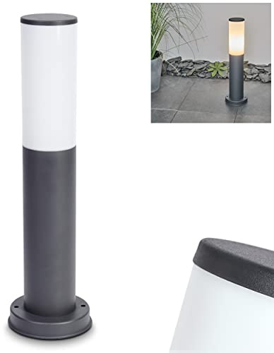 Lampe de socle extérieur Caserta, lampe en métal anthracite avec un abat jour en plastique blanc, luminaire modern idéal dans une allée de garage, 1x E27, ampoule(s) non incluse(s)
