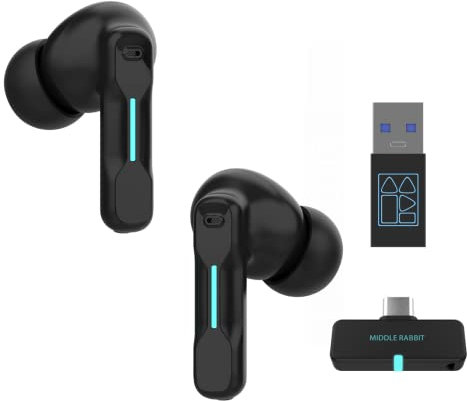 FEDIKER SW4 Wireless Hidden Earbuds for PC/Computer/Laptop/Mobile - Dongle & Bluetooth - 40ms Low Latency - 4 Mics – Gaming - Work Headset/Headphones for Office