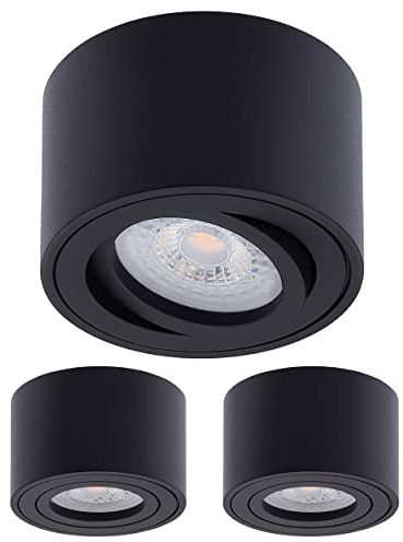 Oktaplex 3 st byggstrålkastare Lile Black – inkl. LED-modul 3-stegs dimbar 4,8 W 230 V 3 000 K varmvit 80 x 50 mm ytmonterad strålkastare aluminium roterbar