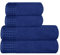 GLAMBURG Ultra Soft 4er-Pack Handtuch-Set, Baumwolle, enthält 2 übergroße Badetücher 70 x 140 cm, 2 Handtücher 50 x 90 cm, für den täglichen Gebrauch, kompakt und leicht — Marineblau