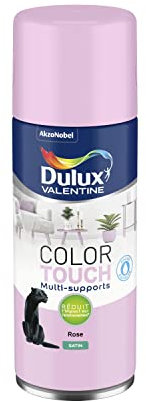 Dulux Valentine Peinture Intérieure et Extérieure Aérosol Color Touch - Pour bois, plastique, PVC, carton, papier - Rose Satin - 400ml