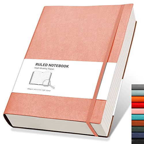 RETTACY Notizbuch A4 liniert - Dickes Tagebuch mit 320 nummerierten Seiten, 1 Rücktasche und hochwertigem Softcover für Frauen und Männer im Büro oder in der Schule, 21,5 x 27,9cm