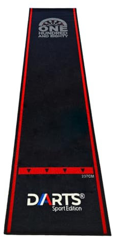 Dartteppich, Dart Teppich ONE Hundred and Eighty 280x66cm Nylon in schwarz/rot und schwarz/grün erhältlich (schwarz/rot)