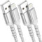 2Pack 2M iPhone Charger Cable, Nylon Braided UAB A to Lightning Cable Fast Charging＆Sync iPhone Lead Cord Compatible with Apple iPhone14 13 12 11 Pro Max Xs Xr X 8 7 6 Plus SE (Silver)