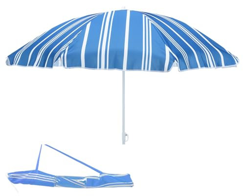 Mojawo Parasol de plage - Parasol de plage - Parasol de jardin - Parasol pliable - Polyester - Bleu - 1,80 m - Protection UV, bleu, Ø 1,80 Meter