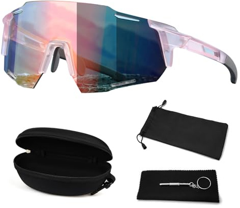 Dawumin Lot de 2 Lunette de Soleil Sport Pour Homme et Femme, Lunettes de Vélo Polarisées, Protection UV400, pour Course à Pied Cyclisme Pêche Conduite Golf Ski