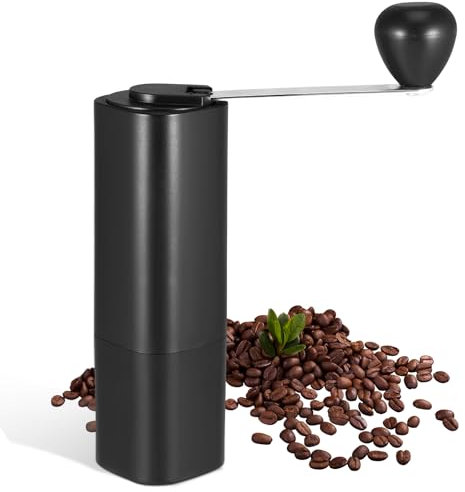 Macinacaffè manuale,Macina caffè manuale in acciaio inox Macinatrice Conica Burr macinacaffè,French Press,Espresso,12Gradi di macinatura,capacità35g per Versare sopra il caffè della pressa francese