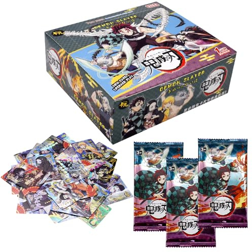 DemonSllayer Carte, Pacchetto di Carta Collezionabili Anime Carta Booster Box Cartoon Game Trading Cards Card Pack, Collezionabili Giochi Anime Cards Game per Bambini 90pcs-C