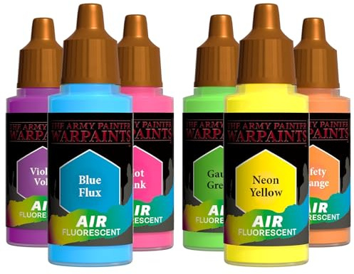 The Army Painter, Air Triads Fluorescents – Peintures prêtes pour aérographe avec 6 x 18 ml de peintures acryliques pré-diluées – Peintures pour aérographe pour figurines D&D et Warhammer