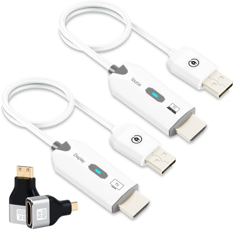 AXFEE Transmisor y Receptor HDMI Inalámbrico, 1080P@60Hz, Alcance 50m, Modo Espejo y Extensión, Baja Latencia, Plug & Play Compatible con Portátil, Proyector, Monitor, Cámara y Decodificador