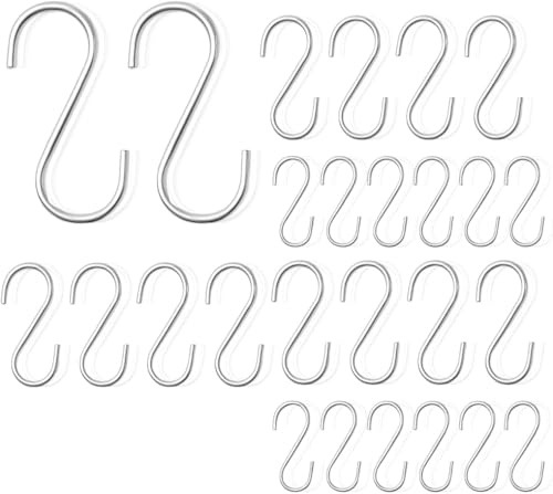 PARENCE - Lot de 26 Crochets en S Métalliques – 3 Tailles (10 cm