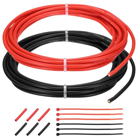 QUARKZMAN 2 Piezas Cable Eléctrico de Silicona 3m/10 Pies Rojo y Negro