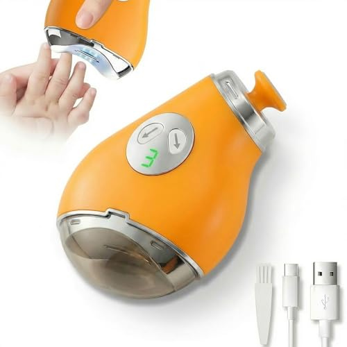 Tagliaunghie elettrico, tagliaunghie automatico sicuro con luce a LED e 3 velocità, silenzioso, ricaricabile tramite USB, lima elettrica per unghie con spazio integrato per nail art, bambini, anziani
