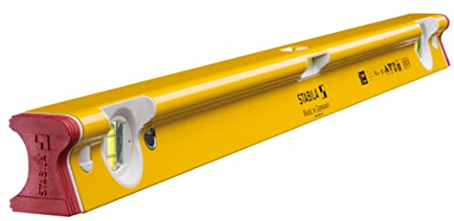 STABILA Spirit Level Type R 300, 81 cm, Torsion-Resistant Aluminium R Profile, 1 Horizontal Level, 2 Vertical Levels, Shock-Absorbing End Caps, Integrated Non-Slip Stoppers, Made in Germany, Yellow