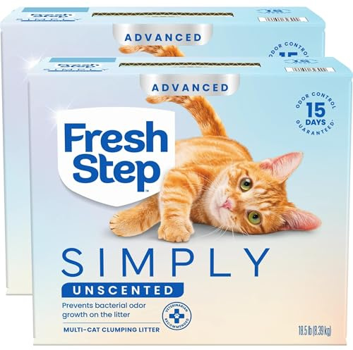 Fresh Step Simply Unscented Advanced Multi Cat Clumping Litter, 18.5 lb Each, Pack of 2(Package May Vary)