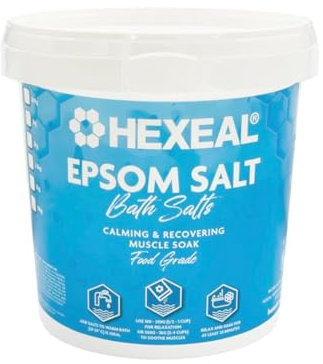 Hexeal Epsom Salt 1kg – 1kg Bucket of Food Grade Magnesium Sulphate for Bathing, Gardening & Household Use – Suitable for Personal Care, Soil Enrichment, and More