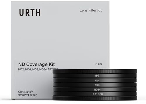 Urth 77 mm ND2, ND4, ND8, ND64 och ND1000 Linsfilterset 5-i-1 (Plus) – 20-skikts Nanobeläggning, HD Optiskt Glas ND-filter för Överlägsen Exponeringskontroll