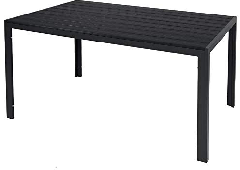 INDA-Exclusiv Aluminium Gartentisch anthrazit - schwarz Esstisch Gartenmöbel WPC Holzimitat wetterfest 125x70x74cm