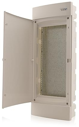 Intratec boîtier multimédia encastré IP40 – 283 x 676 x 106 mm, avec porte blanche, idéal pour maison connectée, routeurs et appareils multimédias, boîtier blanc RAL 9003