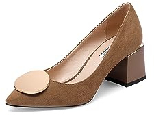 QUEEN HELENA Zapatos de Tacón Medio Elegantes para Mujer K3227 Verde Caqui, 38 EU