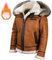 Jacke Pilot aus Schaffell B-7 Arctic Parka Art.208, Winterwarmes Leder für Herren, abnehmbare Fliegerjacke mit Kapuze, Abnehmbarer Jackenmantel mit Kapuze aus Lammfell (L,Whiskey)