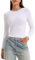 OOHOKAY Damen Langarmshirt Basic Oberteile Y2K Slim Fit Tshirt Elegant Stretch Unterziehshirt Pullover Langärm Crop Tops Streetwear(Weiß-L1,S)