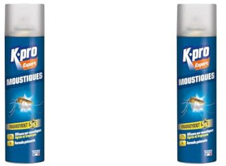 K.PRO Expert - Spray Aérosol Anti Moustiques dont Moustiques Tigres et Tropicaux - Action Immédiate - Formule Ultra Puissante - Technique Professionnelle - 400ml (Lot de 2)