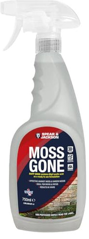 Spear & Jackson Moss Gone Moss Killer, 750 ml, For Paths, Patios, Roofs, Walls, Tarmac, Gravel