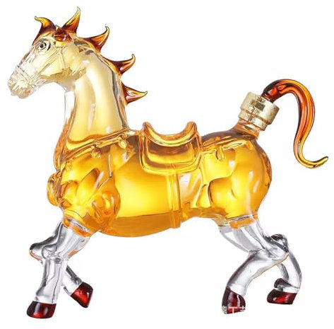 Gaxcent Decantador De Whisky Tipo Caballo, Recipiente Vidrio Borosilicato Hecho A Mano Adecuado para Tequila, Brandy, Bourbon, Contenedor Ron,Clear