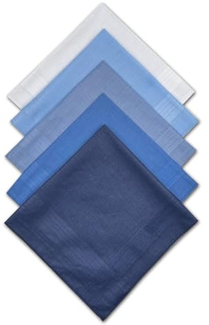 SHENGRUI Men's Handkerchiefs 5 Pcs Cotton Handkerchiefs Large Pocket Squares Hankies for Men for Men and Women, Classic Hankie for Grooms Weddings Prom Celebration Party