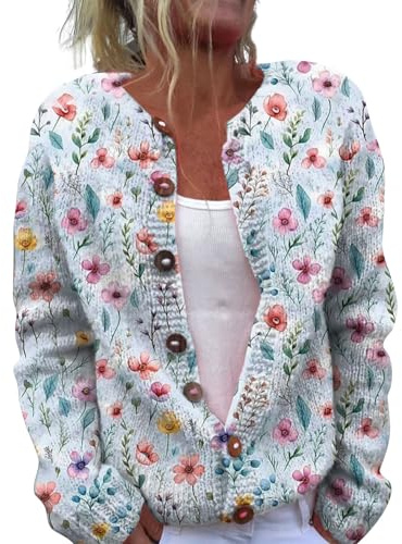 YIzdegg Knit Sweater Y2k Cardigan surdimensionné en cachemire pour femme Cardigan de Noël Cardigan chaud en laine longue sans manches avec boutons Cardigan court, bleu clair, M