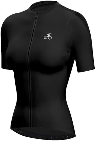 spocyclife Radtrikot Damen Kurzarm, Fahrradtrikot Atmungsaktiv Rennrad Trikot Schnell Trocknen Fahrrad Shirt mit 3 Taschen für Frauen Outdoor Sport
