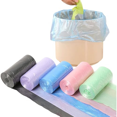 Aiweijia Small bin bags,5 Rolls Thicken mini bin bags Strong Pedal Bin Bags for Car Bathroom Bedroom Home Kitchen Office