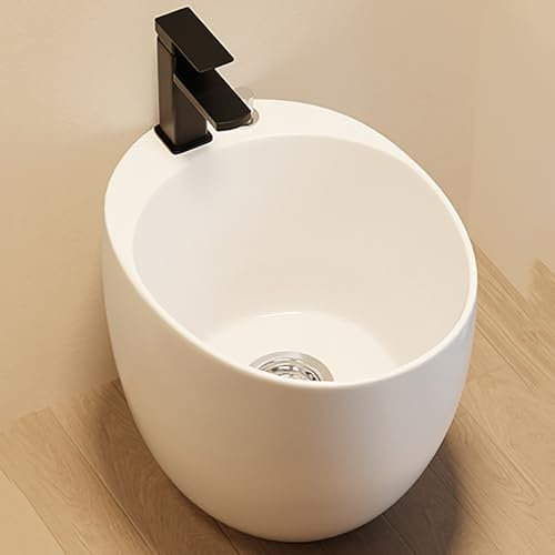 ZDMZR Foot Bath Soak Tub with Hot and Cold Water Taps, Pedicure Foot Spa, Ceramic Foot Bathtub(White)