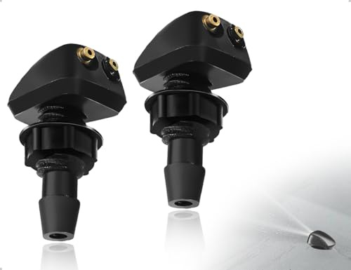 AOYEGIC 2 Stück Scheibenwaschdüsen,Universal Kunststoff Auto Front Doppelloch Scheibenwischer Spritzdüse,verwendet für Die Meisten Autos,Reparatur(Schwarz)