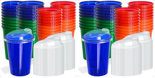 L LIKED 12 Oz Kids Sippy Cups, 4 Colours Assorted Total 40 Count Spill Proof Reusable Cups, BPA-Free, Perfect for Party (Pack of 2)