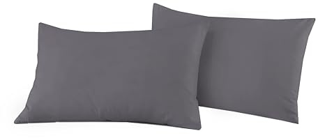 Rayyan Linen 2 Pack Pillowcases Brushed Microfibre 50 x 75 cm Soft Standard Size Pillow Covers (Grey, 2 Pack)