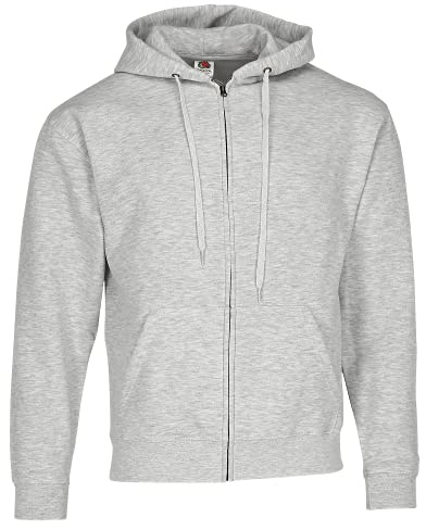 Fruit of the Loom Men's Zip Front Premium Hooded Sweat Jacket, Heather Grey, Large