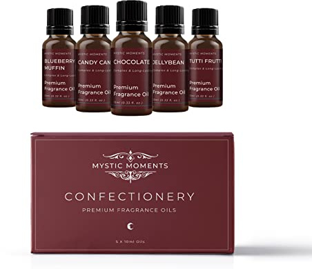 Mystic Moments | Kit Regalo Iniziale di Oli Profumati Confetteria 5x10ml | 5 Oli Profumati Dolci Ispirati alle Caramelle | Divertente Fragranza per la Casa