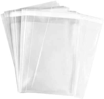 100PCS 11.8x15.7inch/30x40cm Clear Plastic 1.2mil Self-Adhesive Resealable Cello/Gift Wrapper for Food Storage, Snacks, Bakery, Candles, Cookies