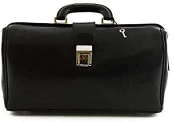 Borsa Medico/Dottore Unisex In Vera Pelle 100% Colore Nero - Made In Italy - Artigiani Toscani